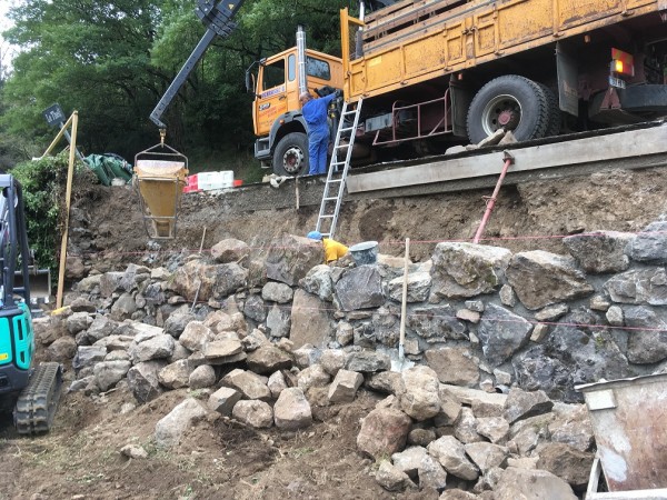 Reconstruction mur soutainement pour route fontanges